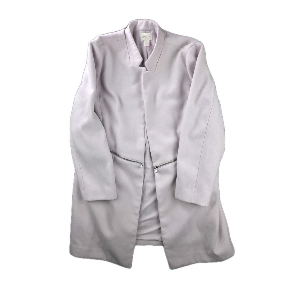 Chico’s Plush Lavender Zip Detail Topper Jacket Soft Orchid Pink - Sz 3